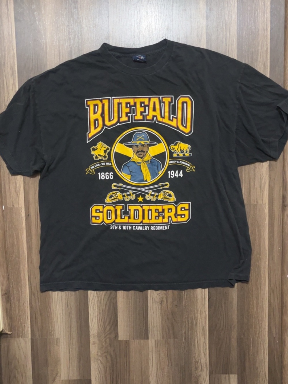 Big Boy Buffalo Soldiers Mens Black Yellow XXXL 3X Military Veteran Shirt